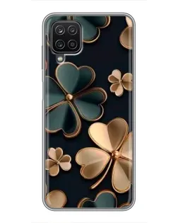 Чехол для Samsung Galaxy A12 с картинкой «Клевер в золоте»
