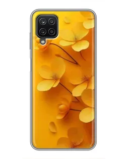 Чехол для Samsung Galaxy A12 с картинкой «Золотые лепестки»