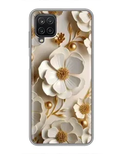 Чехол для Samsung Galaxy A12 с картинкой «Белие бумажние  цвети»