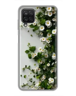 Чехол для Samsung Galaxy A12 с картинкой «Ветка мелких белых цветов»