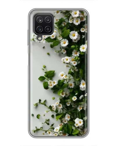 Чехол для Samsung Galaxy A12 с картинкой «Ветка мелких белых цветов»