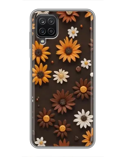 Чехол для Samsung Galaxy A12 с картинкой «Узор из маленьких подсолнухов»