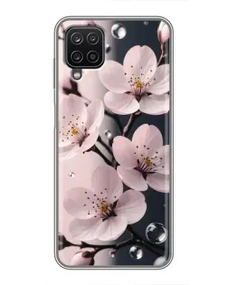 Чехол для Samsung Galaxy A12 с картинкой «Нежная сакура и капли»
