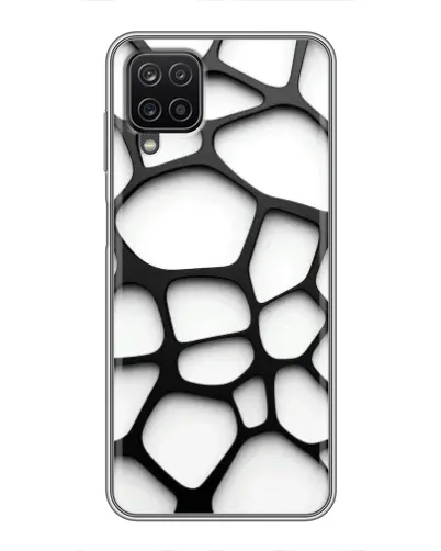 Чехол для Samsung Galaxy A12 с картинкой «Белая объемная сетка»