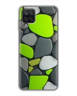 Чехол для Samsung Galaxy A12 с картинкой «Яркая неоновая галька»