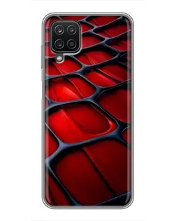 Чехол для Samsung Galaxy A12 с картинкой «Красная глянцевая сетка»