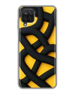 Чехол для Samsung Galaxy A12 с картинкой «Черное желтое переплетение»