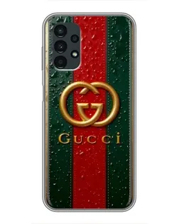 Чехол для Samsung Galaxy A13 (4G) с картинкой «Gucci — фирменная полоса и золото» Чехол для Samsung Galaxy A13 (4G) с картинкой «Gucci — фирменная полоса и золото»
