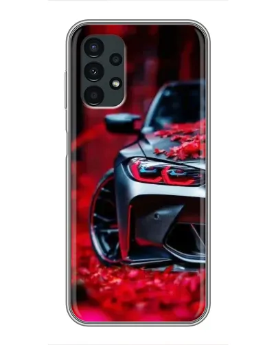 Чехол для Samsung Galaxy A13 (4G) с картинкой «Спортивная BMW и цветы»