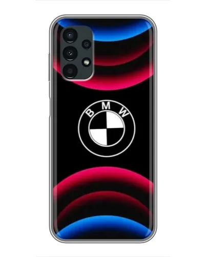 Чехол для Samsung Galaxy A13 (4G) с картинкой «Логотип BMW и неоновые дуги»