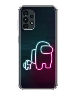 Чехол для Samsung Galaxy A13 (4G) с картинкой «Among Us неон-арт»