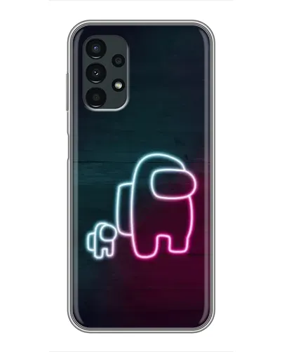 Чехол для Samsung Galaxy A13 (4G) с картинкой «Among Us неон-арт»