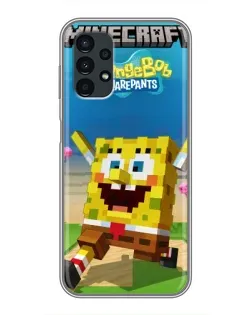 Чехол для Samsung Galaxy A13 (4G) с картинкой «Губка Боб Minecraft»