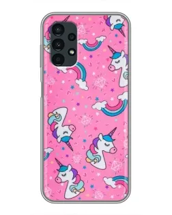 Чехол для Samsung Galaxy A13 (4G) с картинкой «Unicorn паттерн розовый»