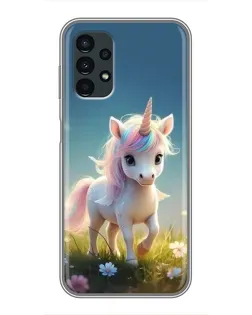 Чехол для Samsung Galaxy A13 (4G) с картинкой «Единорог на поляне»
