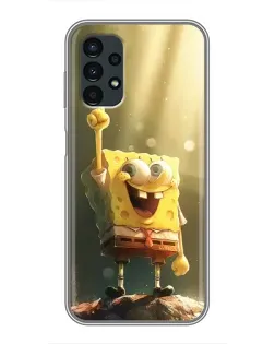 Чехол для Samsung Galaxy A13 (4G) с картинкой «Сияющий Спанч Боб»