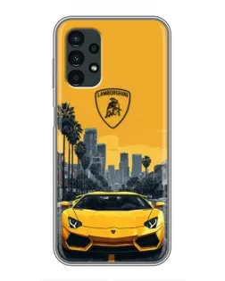 Чехол для Samsung Galaxy A13 (4G) с картинкой «Желтый Lamborghini город»
