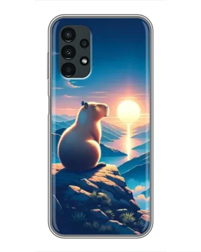 Чехол для Samsung Galaxy A13 (4G) с картинкой «Закат солнца с капибарой»