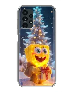 Чехол для Samsung Galaxy A13 (5G) с картинкой «Рождественский Спанч Боб»
