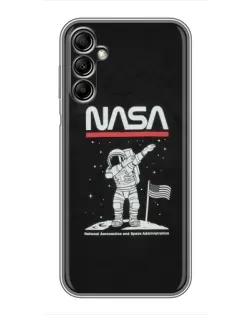 Чехол для Samsung Galaxy A14 5G с картинкой «NASA — шагаем по Луне»