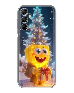 Чехол для Samsung Galaxy A14 5G с картинкой «Рождественский Спанч Боб»