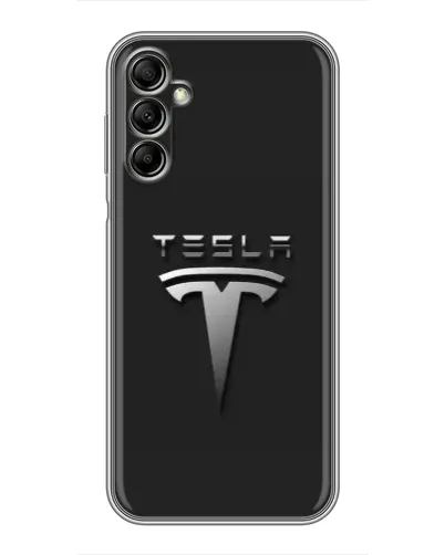 Чехол для Samsung Galaxy A14 5G с картинкой «Стальной логотип Tesla»