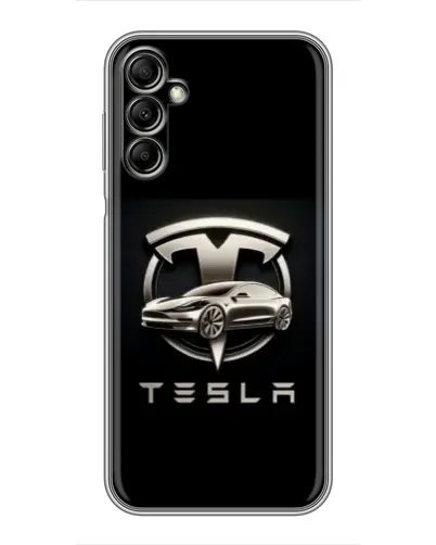 Чехол для Samsung Galaxy A14 5G с картинкой «Tesla — серебристое авто»