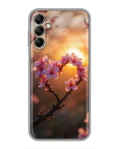 Чехол для Samsung Galaxy A14 5G с картинкой «Розовый цвет сердце на фоне заката»