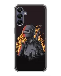 Чехол для Samsung Galaxy A15 (A155) с картинкой «PUBG — огненный силуэт»