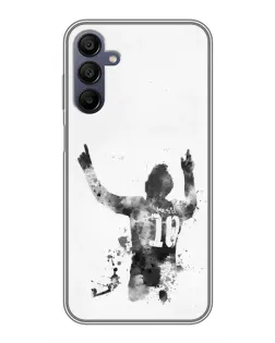 Чехол для Samsung Galaxy A15 (A155) с картинкой «Черно-белый силуэт Месси»