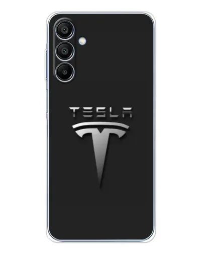 Чехол для Samsung Galaxy A16 5G с картинкой «Стальной логотип Tesla»
