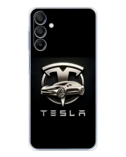 Чехол для Samsung Galaxy A16 5G с картинкой «Tesla — серебристое авто»