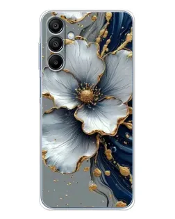 Чехол для Samsung Galaxy A16 5G с картинкой «Белый цветок и золотой флюид»
