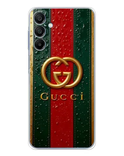 Чехол для Samsung Galaxy A16 с картинкой «Gucci — фирменная полоса и золото» Чехол для Samsung Galaxy A16 с картинкой «Gucci — фирменная полоса и золото»