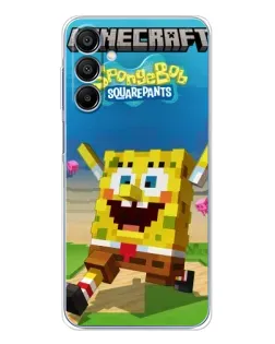 Чехол для Samsung Galaxy A16 с картинкой «Губка Боб Minecraft»