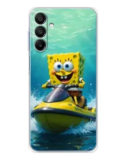 Чехол для Samsung Galaxy A16 с картинкой «Спанч Боб на гидроцикле»