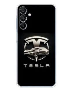 Чехол для Samsung Galaxy A16 с картинкой «Tesla — серебристое авто»
