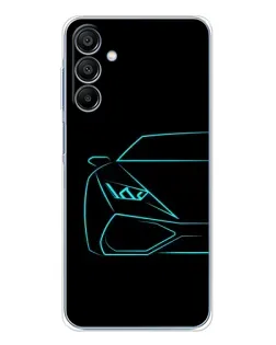 Чехол для Samsung Galaxy A16 с картинкой «Голубой силуэт Lamborghini»