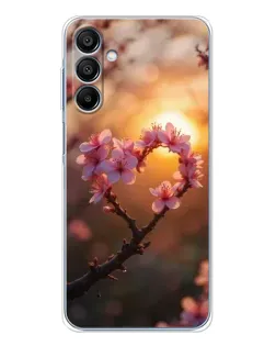 Чехол для Samsung Galaxy A16 с картинкой «Розовый цвет сердце на фоне заката» Чехол для Samsung Galaxy A16 с картинкой «Розовый цвет сердце на фоне заката»