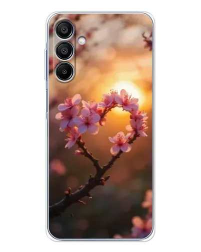 Чехол для Samsung Galaxy A16 с картинкой «Розовый цвет сердце на фоне заката»