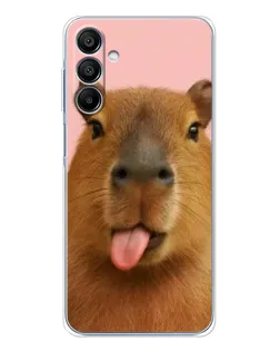 Чехол для Samsung Galaxy A16 с картинкой «Капибара с языком»
