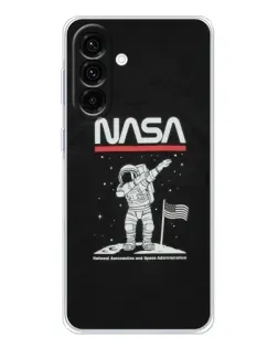 Чехол для Samsung Galaxy A17 с картинкой «NASA — шагаем по Луне»