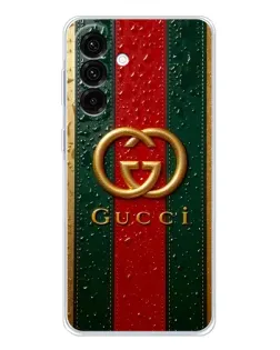 Чехол для Samsung Galaxy A17 с картинкой «Gucci — фирменная полоса и золото» Чехол для Samsung Galaxy A17 с картинкой «Gucci — фирменная полоса и золото»