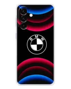 Чехол для Samsung Galaxy A17 с картинкой «Логотип BMW и неоновые дуги» Чехол для Samsung Galaxy A17 с картинкой «Логотип BMW и неоновые дуги»