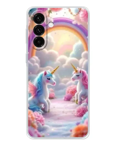 Чехол для Samsung Galaxy A17 с картинкой «Радуга и единороги»