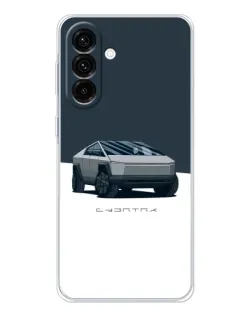 Чехол для Samsung Galaxy A17 с картинкой «Серебристый Cybertruck Tesla»