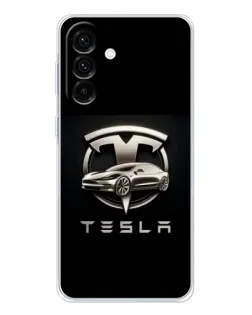 Чехол для Samsung Galaxy A17 с картинкой «Tesla — серебристое авто»