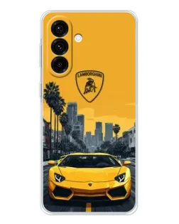 Чехол для Samsung Galaxy A17 с картинкой «Желтый Lamborghini город»