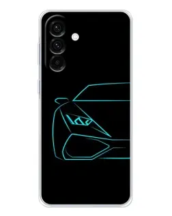 Чехол для Samsung Galaxy A17 с картинкой «Голубой силуэт Lamborghini»