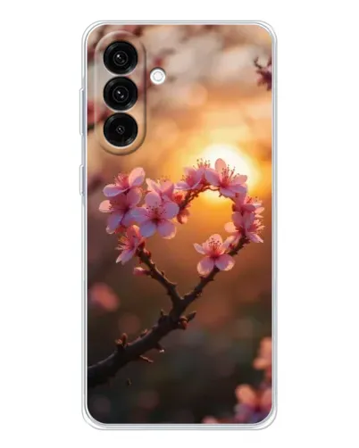 Чехол для Samsung Galaxy A17 с картинкой «Розовый цвет сердце на фоне заката» Чехол для Samsung Galaxy A17 с картинкой «Розовый цвет сердце на фоне заката»